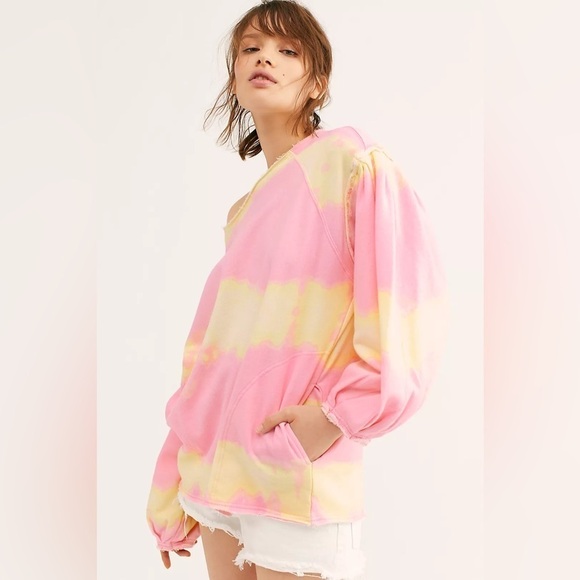 Free People Feels Right Tie Dye Sweatshirt in Tulip - Picture 1 of 15